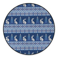 Snow Rabbit Knitted Pattern Print Round Floor Mat