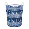 Snow Rabbit Knitted Pattern Print Round Laundry Basket