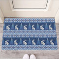 Snow Rabbit Knitted Pattern Print Rubber Doormat