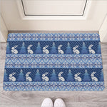 Snow Rabbit Knitted Pattern Print Rubber Doormat