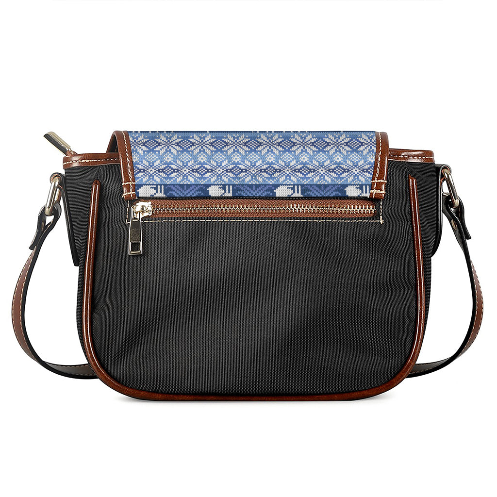 Snow Rabbit Knitted Pattern Print Saddle Bag