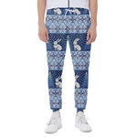 Snow Rabbit Knitted Pattern Print Scuba Joggers