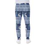 Snow Rabbit Knitted Pattern Print Scuba Joggers
