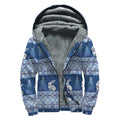 Snow Rabbit Knitted Pattern Print Sherpa Lined Zip Up Hoodie