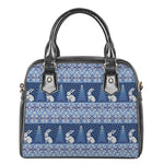 Snow Rabbit Knitted Pattern Print Shoulder Handbag