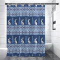 Snow Rabbit Knitted Pattern Print Shower Curtain