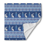 Snow Rabbit Knitted Pattern Print Silk Bandana