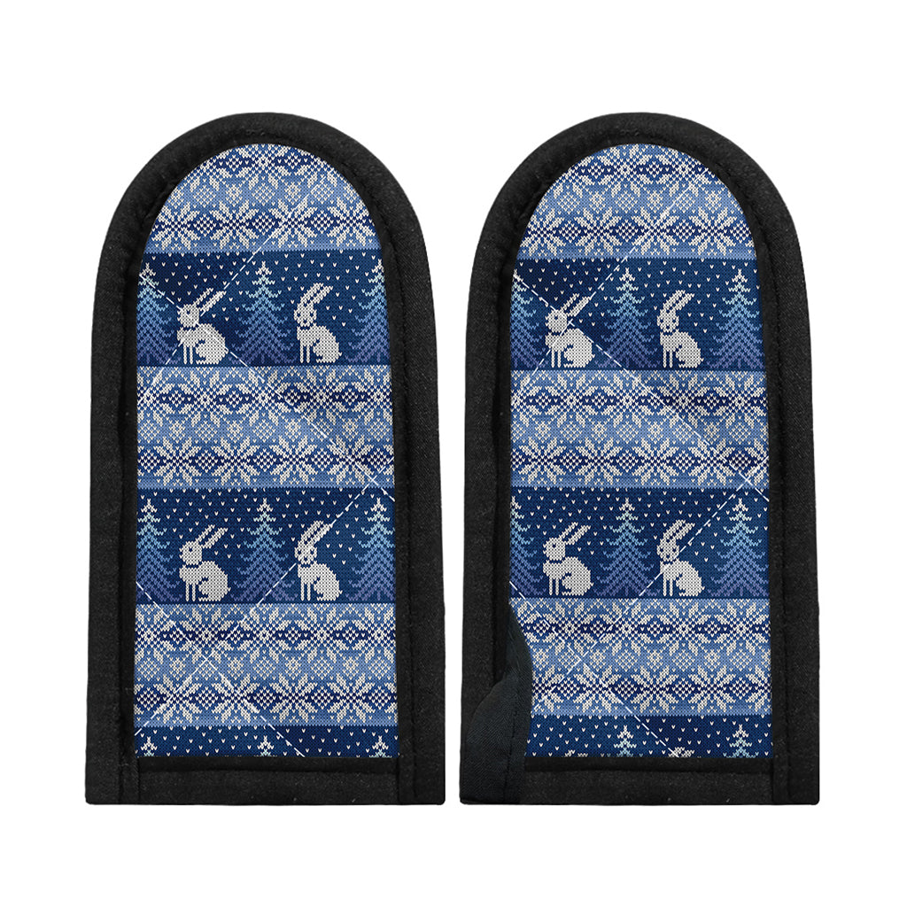 Snow Rabbit Knitted Pattern Print Skillet Handle Cover