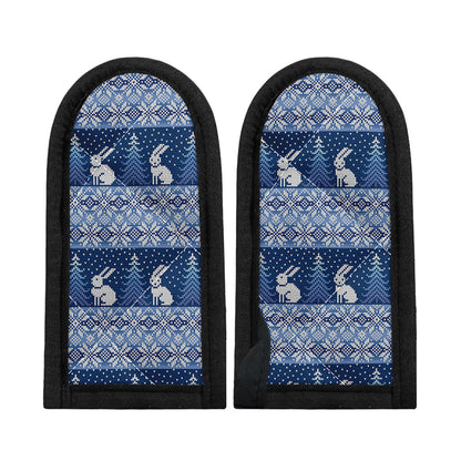 Snow Rabbit Knitted Pattern Print Skillet Handle Cover