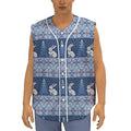 Snow Rabbit Knitted Pattern Print Sleeveless Baseball Jersey