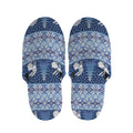 Snow Rabbit Knitted Pattern Print Slippers
