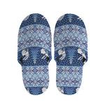 Snow Rabbit Knitted Pattern Print Slippers