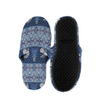 Snow Rabbit Knitted Pattern Print Slippers