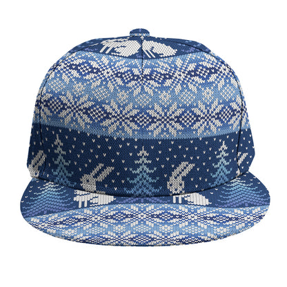 Snow Rabbit Knitted Pattern Print Snapback Cap