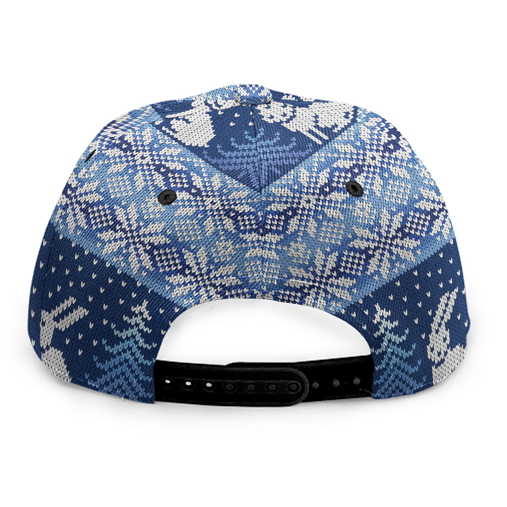 Snow Rabbit Knitted Pattern Print Snapback Cap