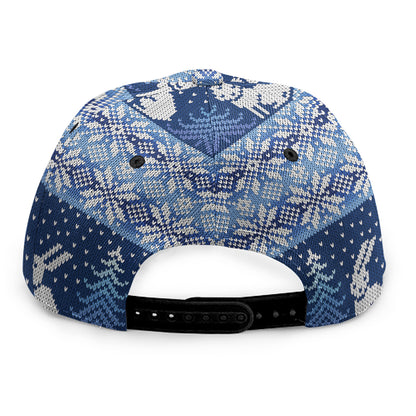 Snow Rabbit Knitted Pattern Print Snapback Cap