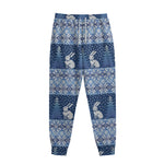 Snow Rabbit Knitted Pattern Print Sweatpants