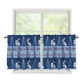 Snow Rabbit Knitted Pattern Print Tier Curtains