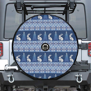 Snow Rabbit Knitted Pattern Print Tire Cover With Camera Hole