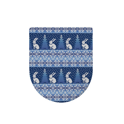 Snow Rabbit Knitted Pattern Print Toilet Lid Cover