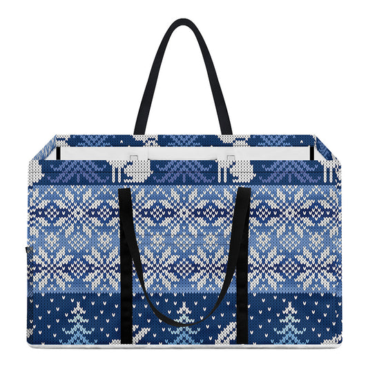 Snow Rabbit Knitted Pattern Print Utility Tote Bag
