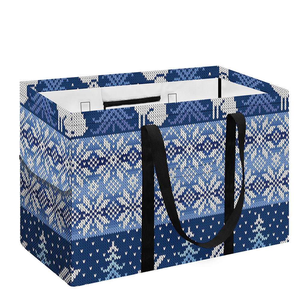 Snow Rabbit Knitted Pattern Print Utility Tote Bag