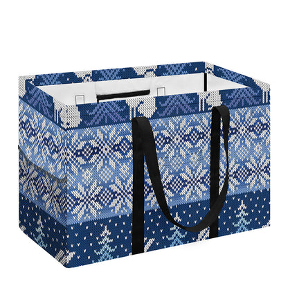 Snow Rabbit Knitted Pattern Print Utility Tote Bag