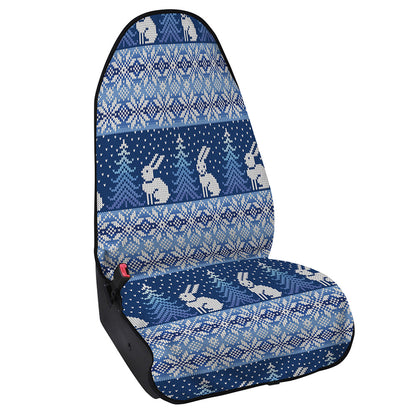 Snow Rabbit Knitted Pattern Print Waterproof Car Seat Cover