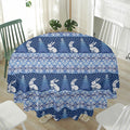 Snow Rabbit Knitted Pattern Print Waterproof Round Tablecloth