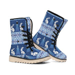 Snow Rabbit Knitted Pattern Print Winter Boots