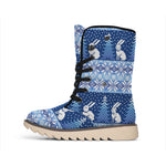 Snow Rabbit Knitted Pattern Print Winter Boots