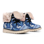 Snow Rabbit Knitted Pattern Print Winter Boots