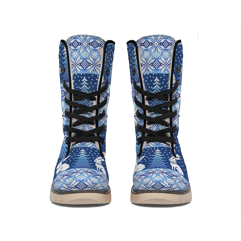 Snow Rabbit Knitted Pattern Print Winter Boots