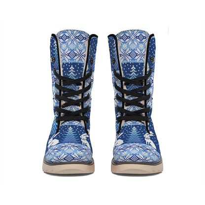Snow Rabbit Knitted Pattern Print Winter Boots