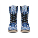 Snow Rabbit Knitted Pattern Print Winter Boots