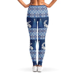Snow Rabbit Knitted Pattern Print Women's Leggings