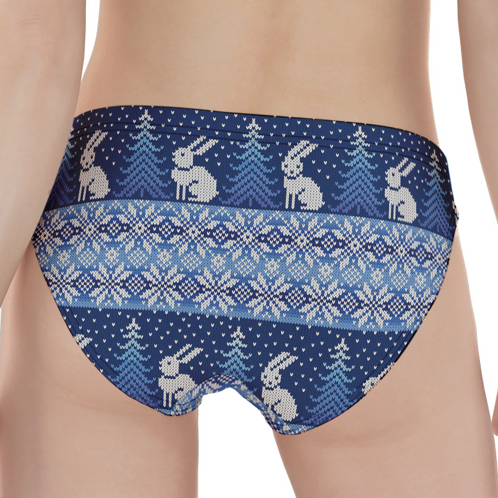 Snow Rabbit Knitted Pattern Print Women's Panties