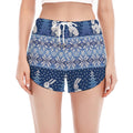 Snow Rabbit Knitted Pattern Print Women's Split Running Shorts