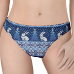 Snow Rabbit Knitted Pattern Print Women's Thong