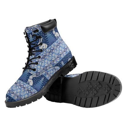 Snow Rabbit Knitted Pattern Print Work Boots