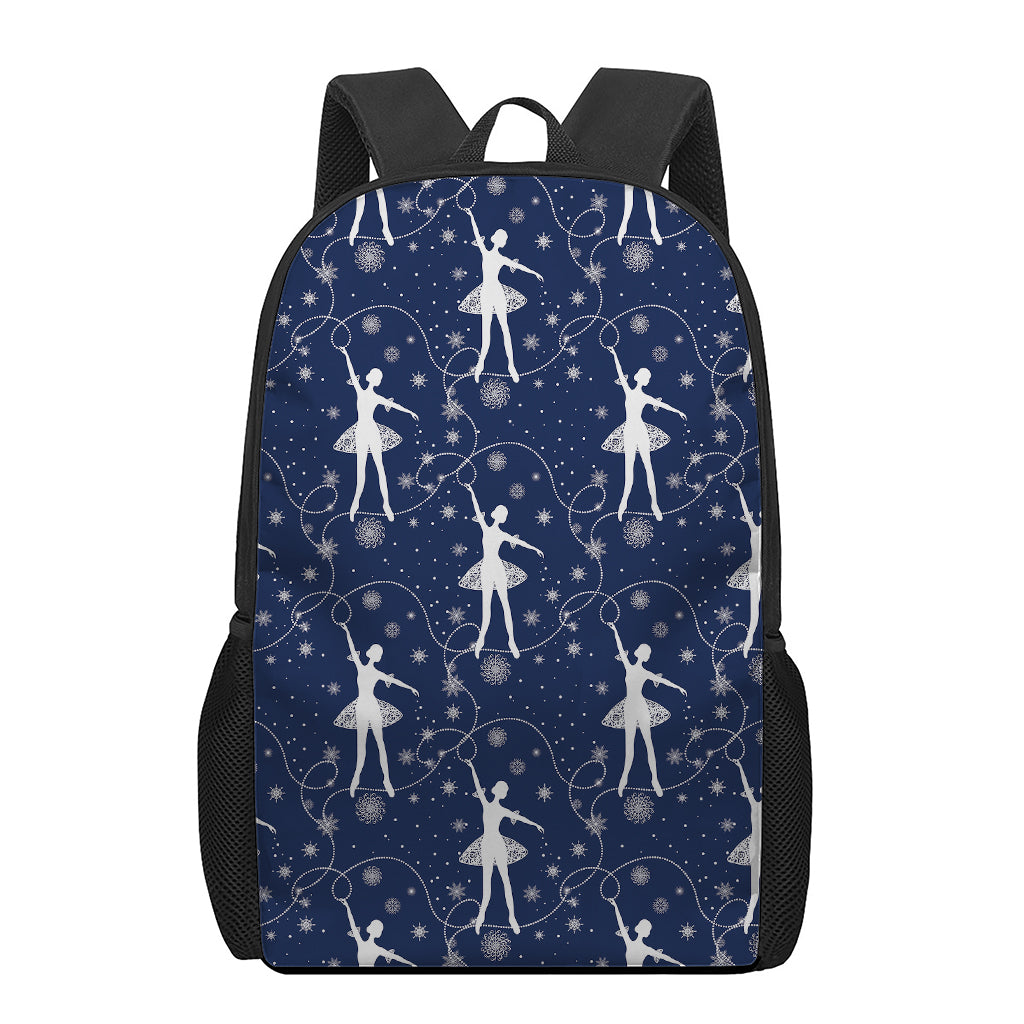 Snowflake Ballet Pattern Print 17 Inch Backpack