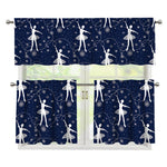 Snowflake Ballet Pattern Print 3 Piece Kitchen Curtains