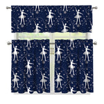 Snowflake Ballet Pattern Print 3 Piece Kitchen Curtains