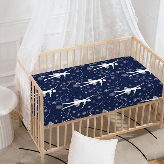 Snowflake Ballet Pattern Print Baby Crib Sheet
