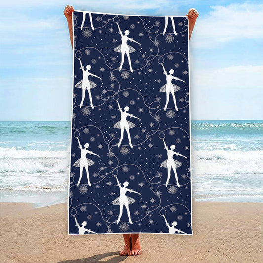 Snowflake Ballet Pattern Print Beach Towel