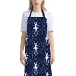Snowflake Ballet Pattern Print Bib Apron With Pocket