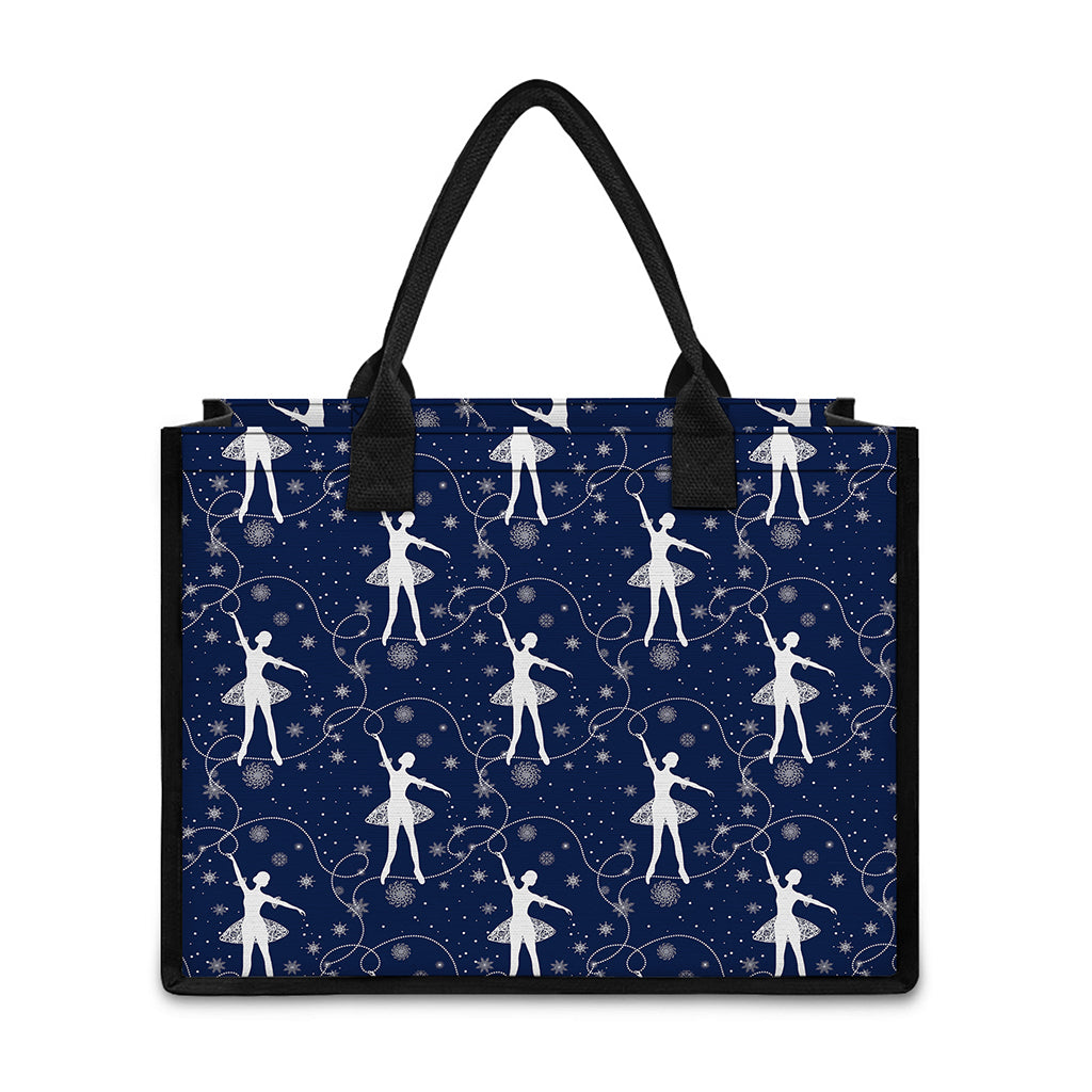 Snowflake Ballet Pattern Print Canvas Tote Bag