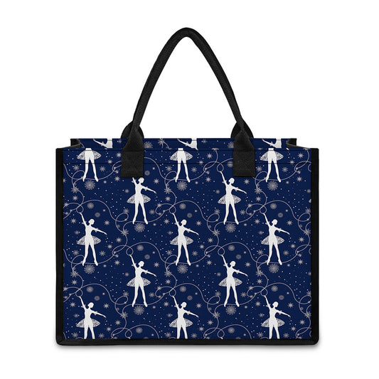 Snowflake Ballet Pattern Print Canvas Tote Bag