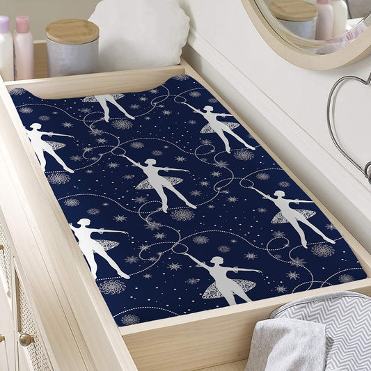 Snowflake Ballet Pattern Print Changing Pad Cover