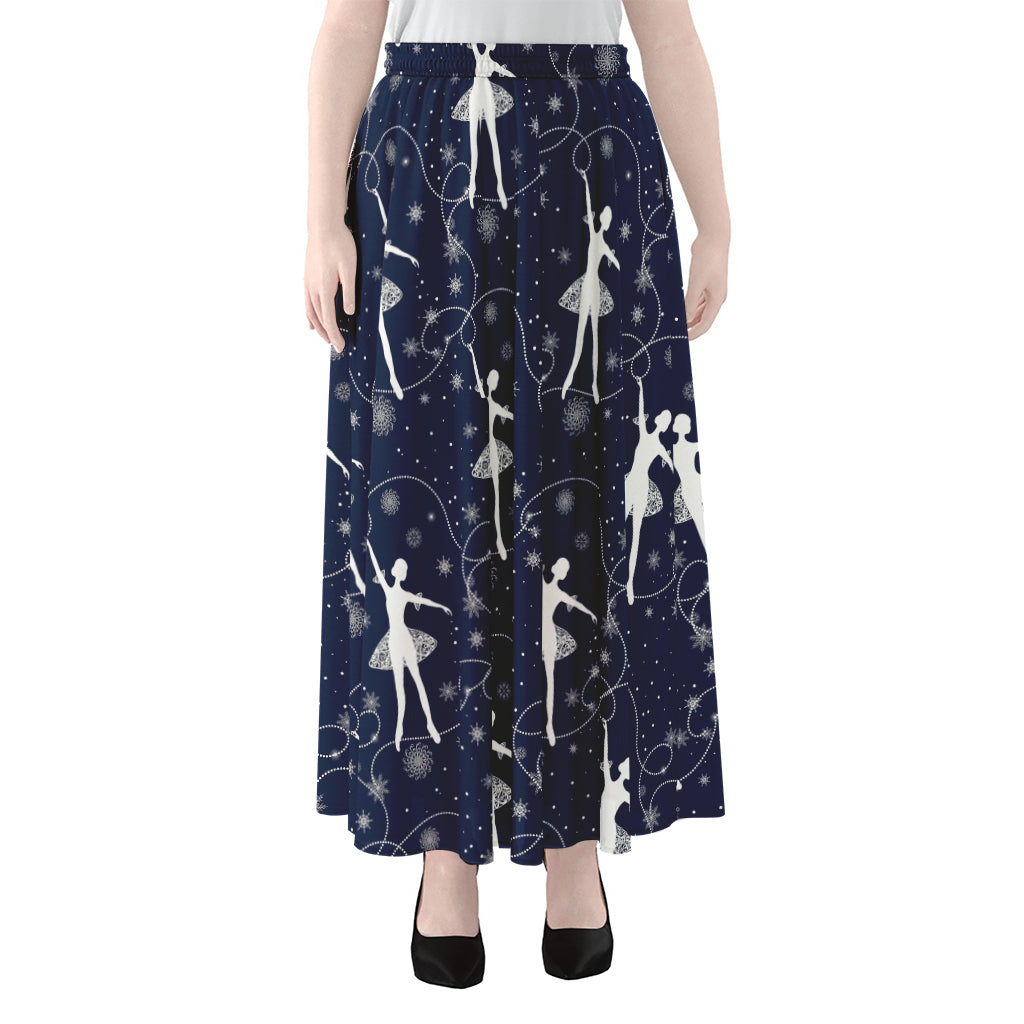 Snowflake Ballet Pattern Print Chiffon Maxi Skirt